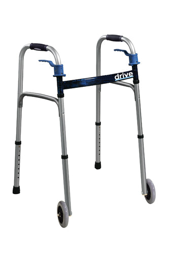 Drive SwiftFold Adult 5-Wheel Walker – Reliable Mobility with Flame Blue Style