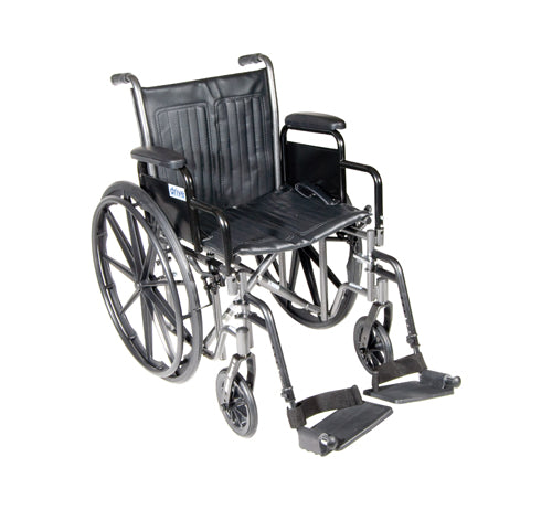 Economy Wheelchair with 18” Seat, Removable Desk Arms, Swing-Away Footrests & Dual Axle Frame