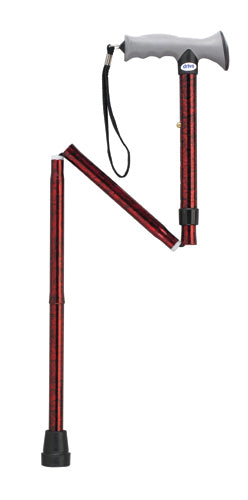 Drive Medical Adjustable Folding Cane with Gel Grip – Stylish Red Finish