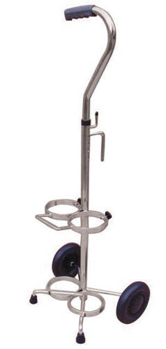 Sturdy Dual Oxygen Cylinder Cart for D/E Tanks – Easy Transport with Adjustable Handle