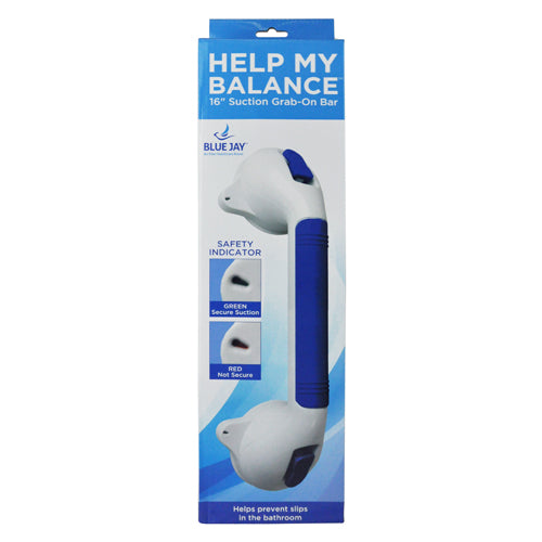 Blue Jay Suction Grab Bar  16.25L  No-Drill Bathroom Safety Handle with Visual Lock Indicator