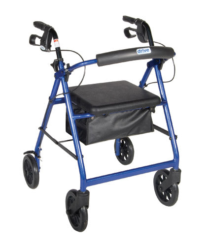Rollator  Aluminum W/fold-up & Remov Back  Padded Seat Blue