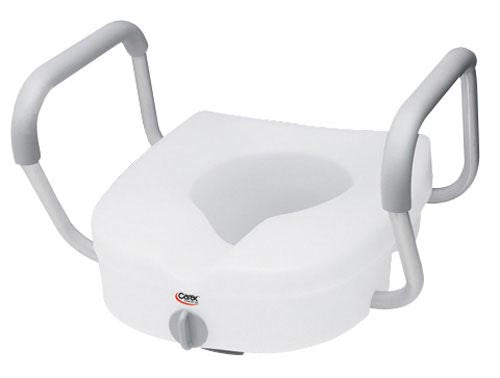 E-Z Lock Raised Toilet Seat with Adjustable Arms – 5” Height Boost for Comfort & Stability